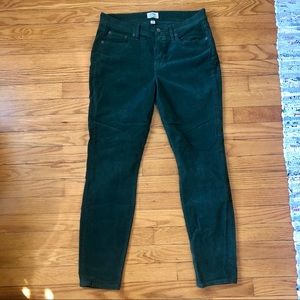 J Crew Toothpick Corduroy Pants in Green